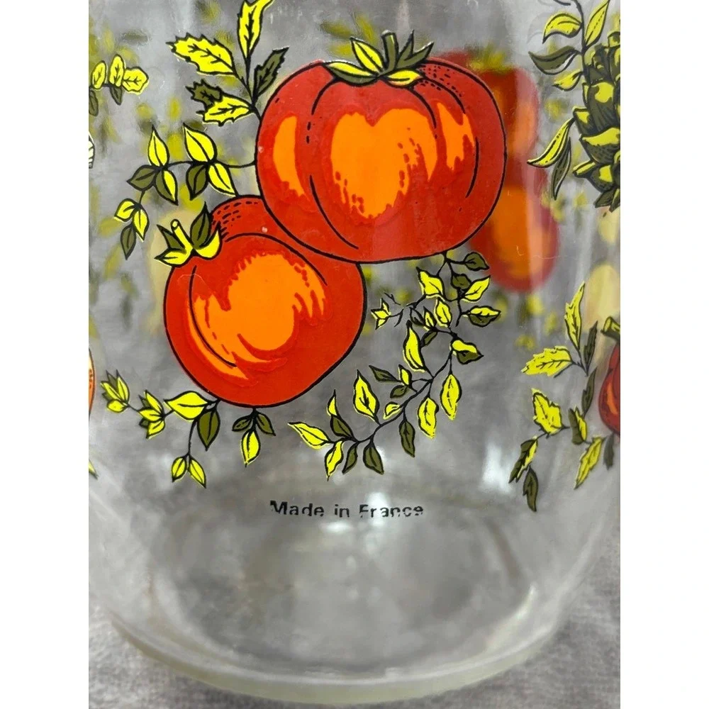 Vtg Made in France Glass Canister Vegetable Mushroom Lid Storage Jar